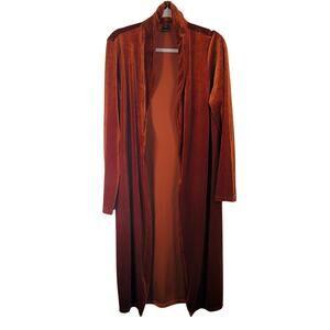 Emory Rose Burnt Orange Velvet Duster, Size Large